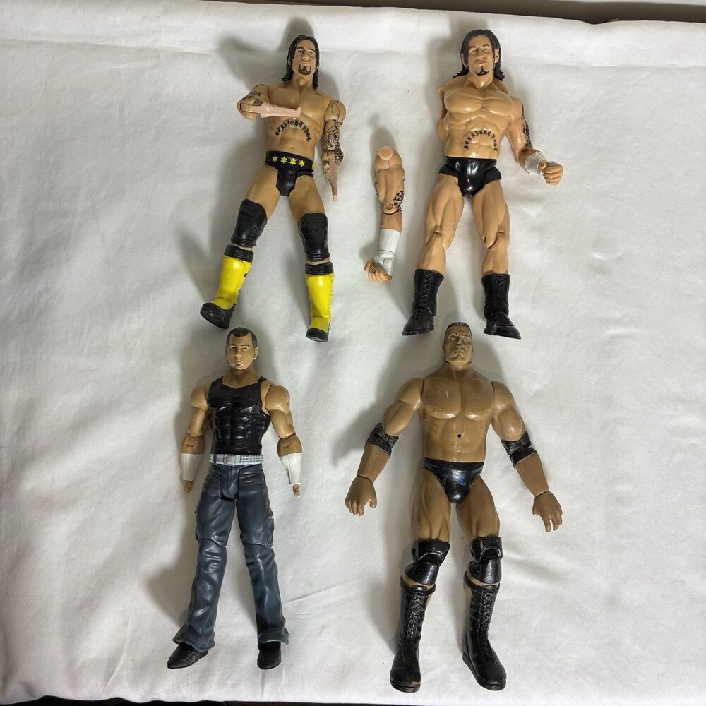 FOR PARTS ONLY! DAMAGED  Vintage Wrestling Figures Lot of 4 For PARTS REPAIRS